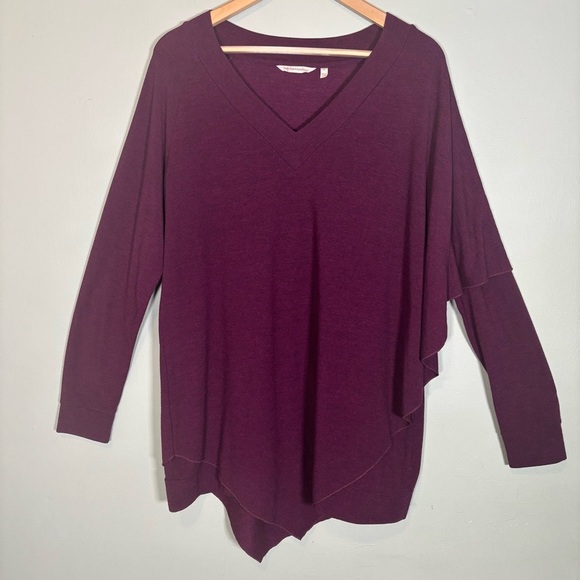 Soft Surroundings Tunic Madeline Cape Overlay Knit Top-Purple Wine-Women Large - Picture 2 of 6